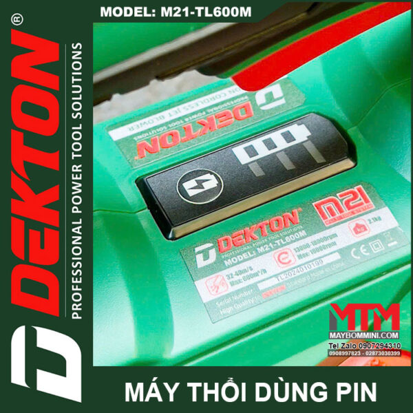 thong so ky thuat may thoi la thoi bui Dekton 21V M21 TL600M pin chan pho thong