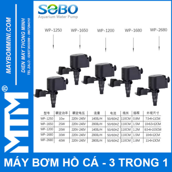 thong so may bom chim oxy ho ca 220V Sobo 3 trong 1